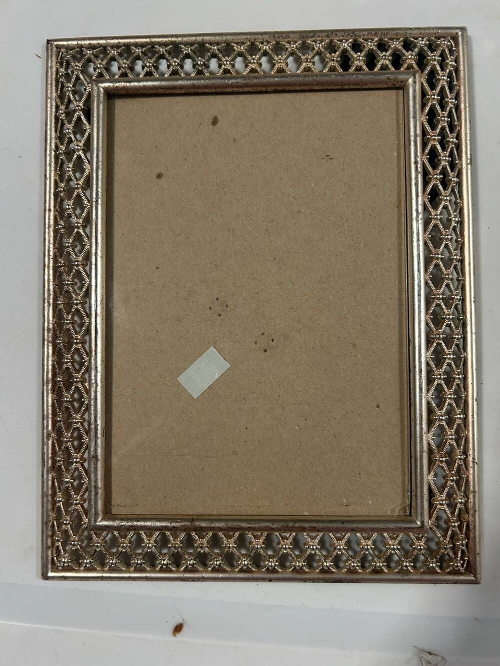 Vintage Ornate Gold Tone Metal Filigree Lattice Picture Frame 5x7